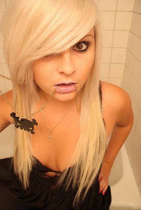 Long Blonde Emo Haircuts for Girls