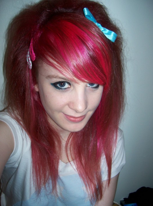 Long Straight Red Emo Hairstyles for Girls 2014