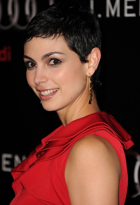 Short Black Curly Pixie Haircut for Women - Morena Baccarin Hairstyles ...