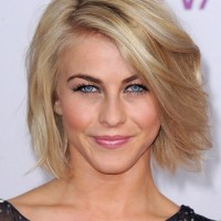 Short Voluminous Bob Hairstyle with Side Swept Bangs- Julianne Hough Hairstyles 2015