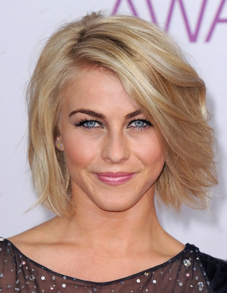 Short Voluminous Bob Hairstyle with Side Swept Bangs- Julianne Hough ...