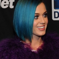 Short Straight Blue Bob Hairstyle for Women - Katy Perry Haircuts