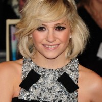 Layered Bob Hairstyle with Side Swept Bangs - Pixie Lott Haircut