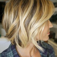 Side view of short wavy bob haircut