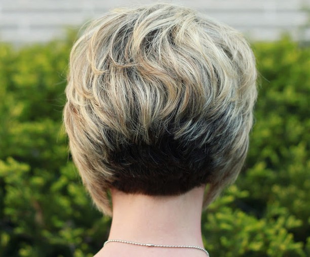 Back View of Stacked Bob Hairstyle - Best Layered Short Haircut
