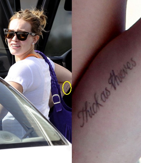 Hilary Duff's Tattoos - Lettering Tattoo on Arm