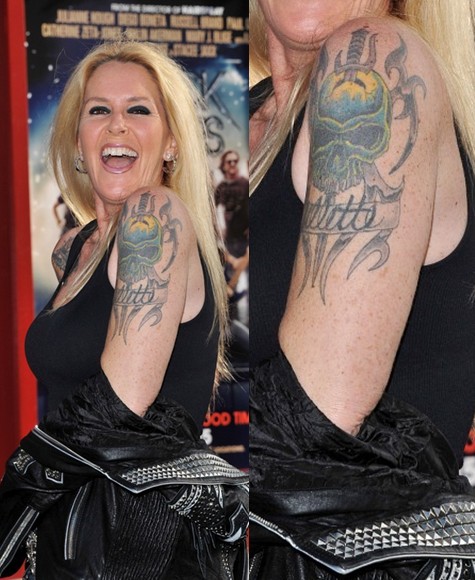 Lita Ford's Tattoos - Skull Tattoo on Upper Arm - Pretty Designs