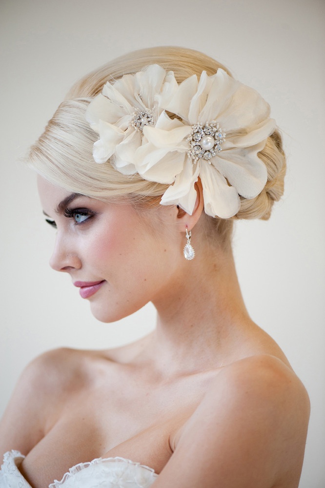 Updo Hairstyle with Flowery Clips