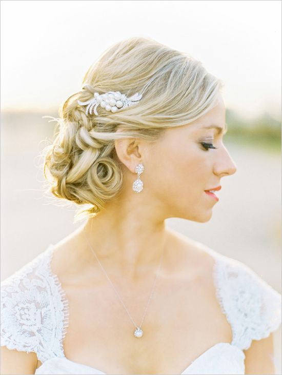 Beautiful Twisted Low Up-do Hairstyle With Feathery Clips