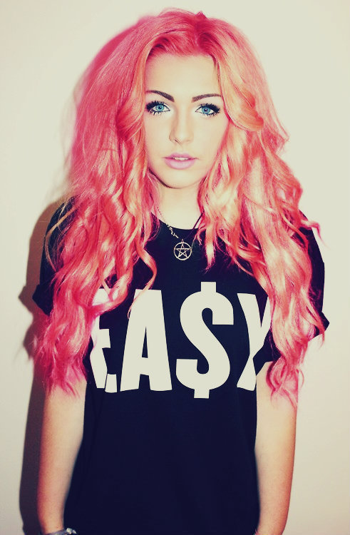 Long Wavy Rose Red Ombre Colored Hair