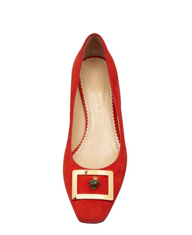 Above View of the Charlotte Olympia Kiss Me Quick Frog Prince Low-Heel Pump