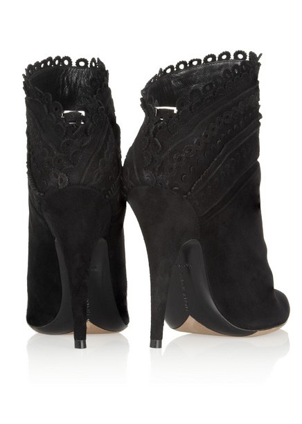 Back View of the Harmony scalloped suede ankle boots