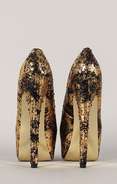 Back View of the Privileged Anouk Two Tone Sequin Almond Toe Stiletto Pump