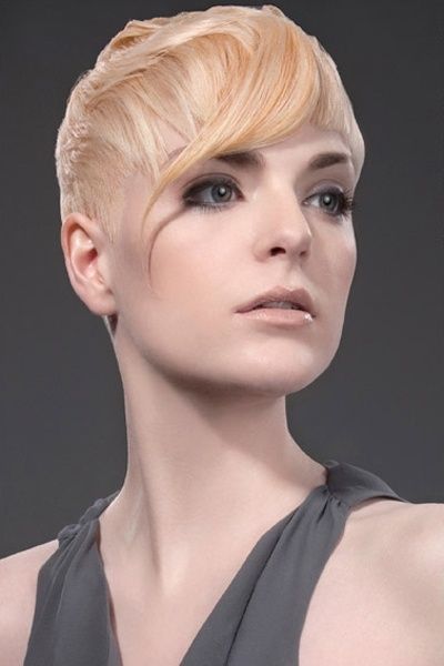 Blonde Pixie Haircut with Side Waved Bangs