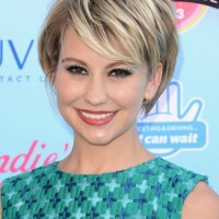 Celebrity Pixie Cut: Cute Layered Short Hairstyle with Side Swept Bangs