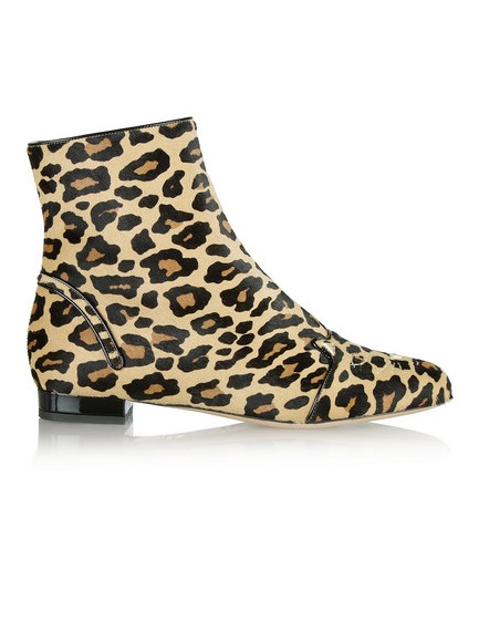 Charlotte Olympia Puss in Boots Embrodered Calf Hair Anker Boots