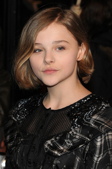 Chloe Grace Moretz Short Hairstyles: Under Curled Chin-Length Bob in Brown Hair