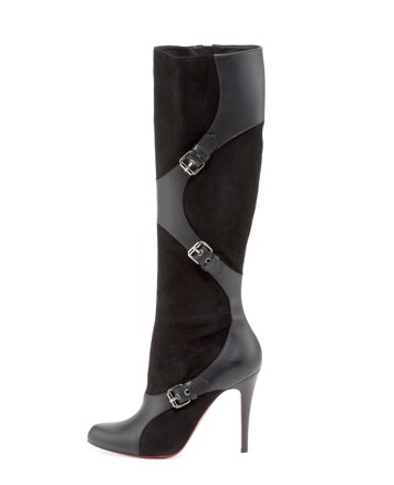 Christian Louboutin Suede-Leather Harness Boot