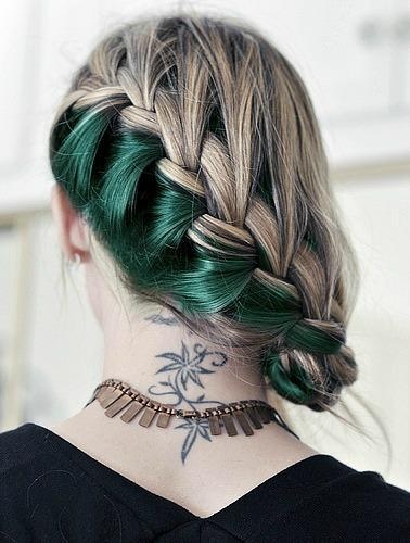 Colored Highlighted Braided Hairstyle