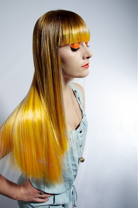 Colored Highlighted Long Straight Hairstyle