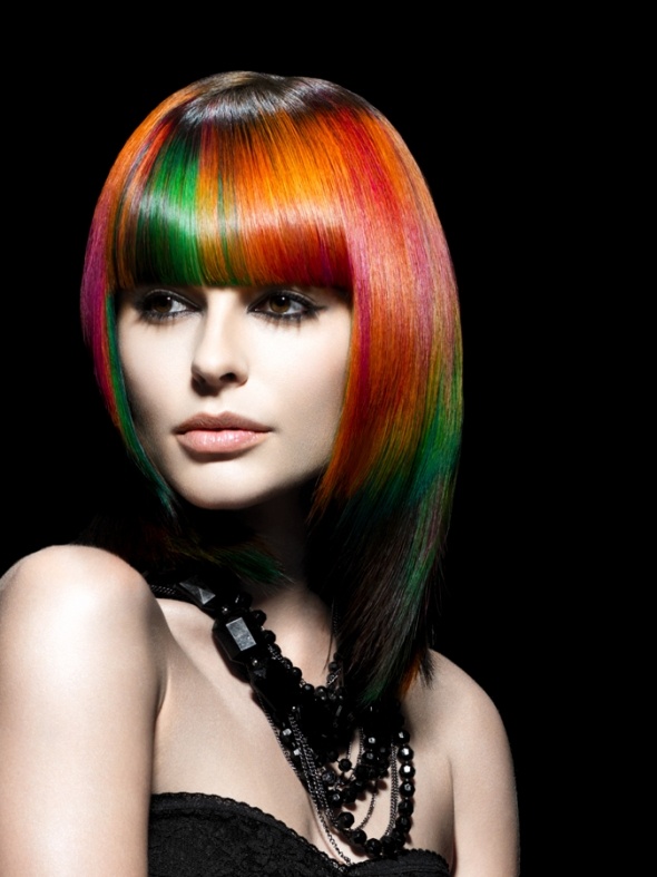 Colored Highlighted Long Straight Hairstyle
