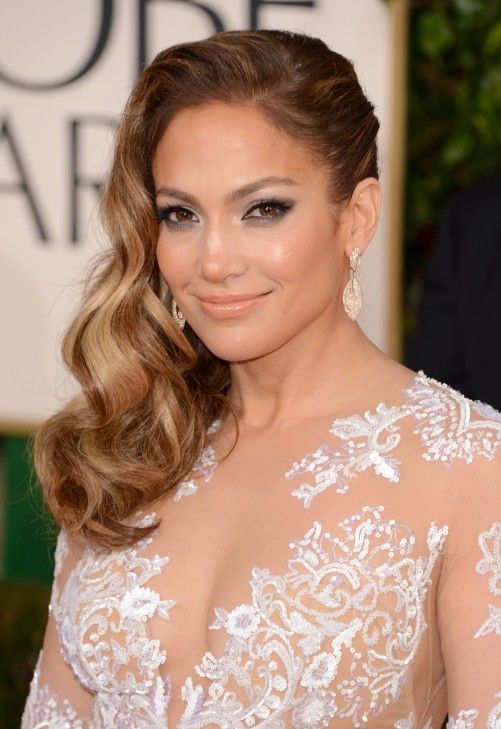 Jennifer Lopez Side Parted Long Hairstyle