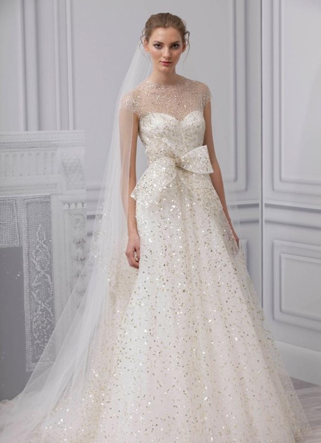 Monique Lhuillier Bridal Champagne Wedding Dress