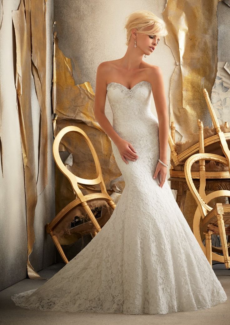 Mori Lee Strapless Fishtail Wedding Dress