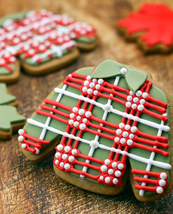 Plaid sweater cookies for Christmas