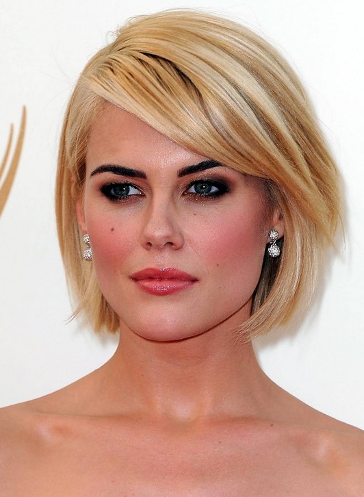 Short Blonde Bob Hairstyle with Side Swept Bangs for 2014 - Pretty Designs