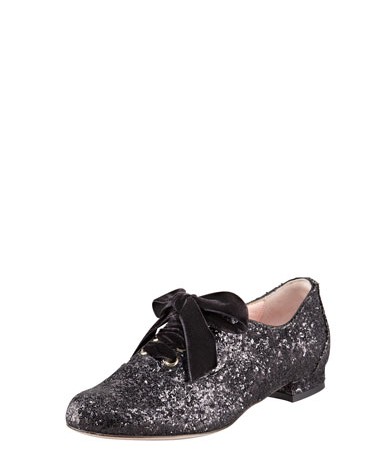 Side View of the RED Valentino Lace-Up Glitter Oxford