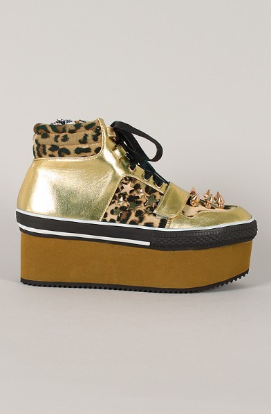 Side View of the Studded Leopard Flatform Sneaker