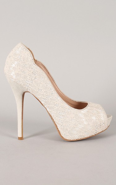 Side View of the Wile Diva Lounge Sonny-113 Lace Peep Toe Platform Pump