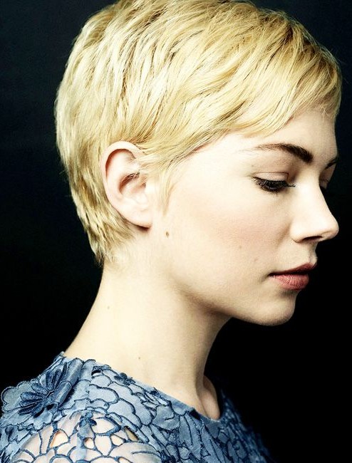 Side view of Short Pixie Cut with Side Swept Bangs