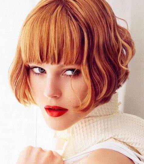 Stylish Short Bob Hairstyle with Blunt Bangs for Thick Hair