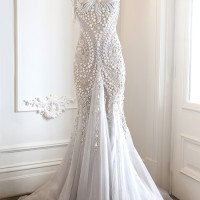 Wedding Dress with Diamond Studs