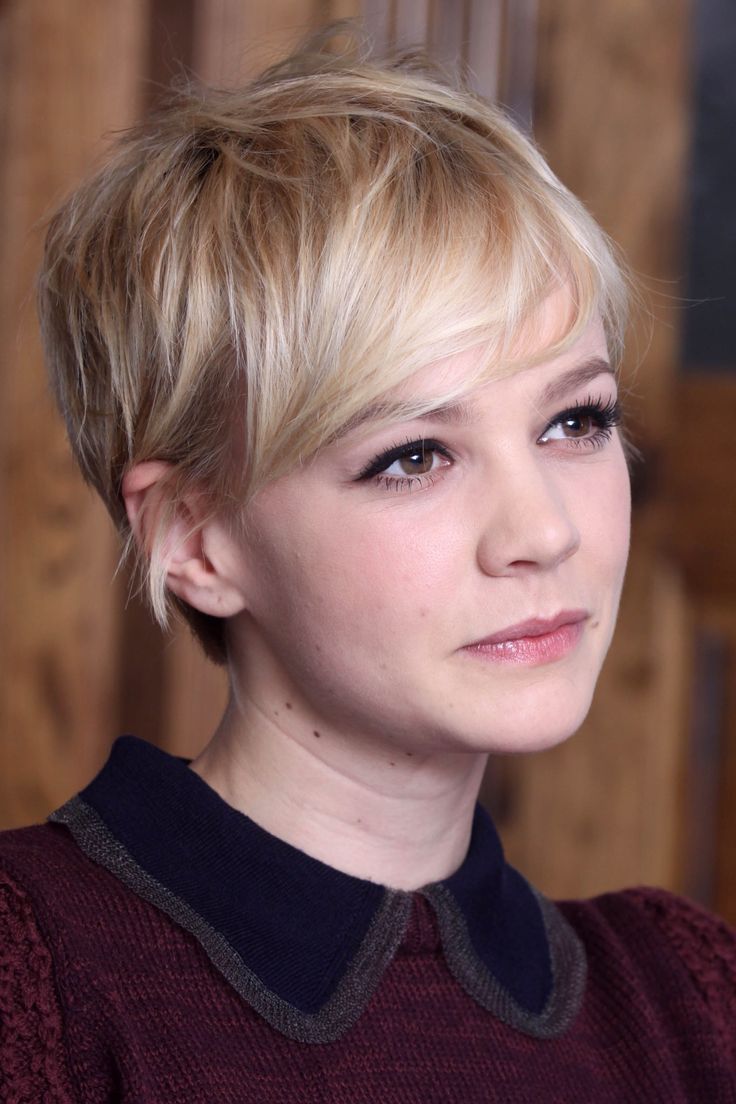 Carey Mulligan Short Haircut Pltinium Long Messy Pixie Hair