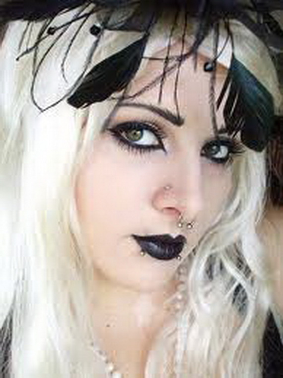 gothic makeup with dark lip color
