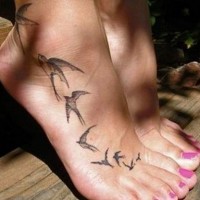 Cute Tattoo on Foot - Animal Tattoos - Swallow Tattoos