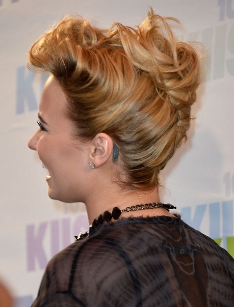 2014 Demi Lovato Hairstyles: French Twist Updo
