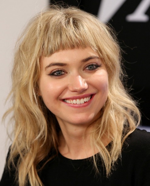 2014 Imogen Poots Medium Hairstyles: Messy Hair with Bangs