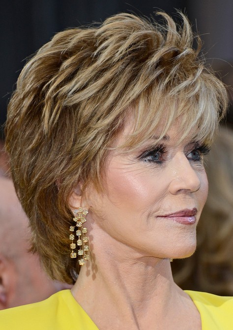 2014 Jane Fonda's Short Hairstyles: Shaggy Pixie Cut with Bangs