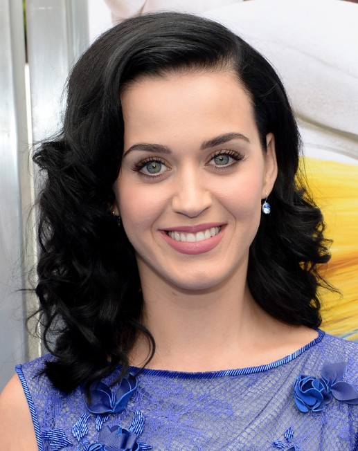 2014 Katy Perry Medium Hairstyles: Black Cury Hair