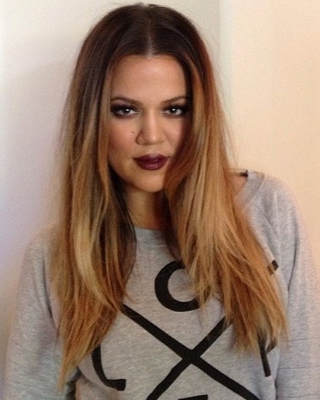 2014 Khloe Kardashian Hairstyles: Center Part Hairstyle for Long Hair