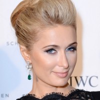 2014 Paris Hilton Medium Hairstyles: Bobby Pinned Updo Hairstyle