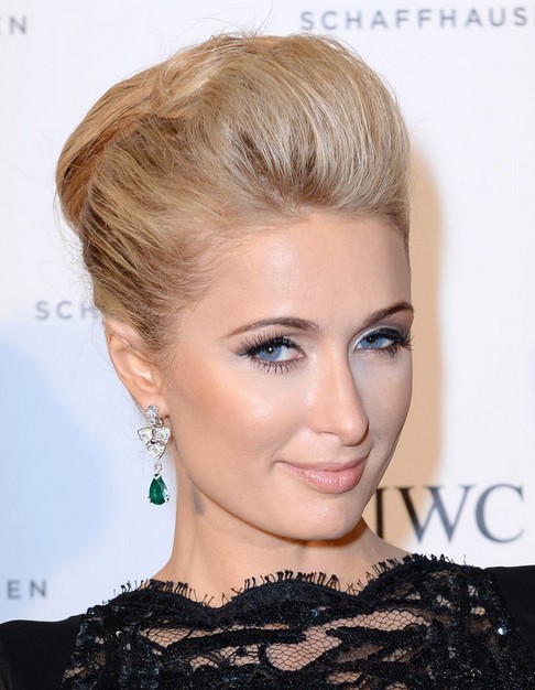 2014 Paris Hilton Medium Hairstyles: Bobby Pinned Updo Hairstyle