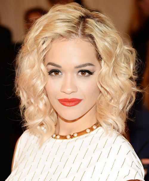 2014 Rita Ora Medium Hairstyles: Soft Curls