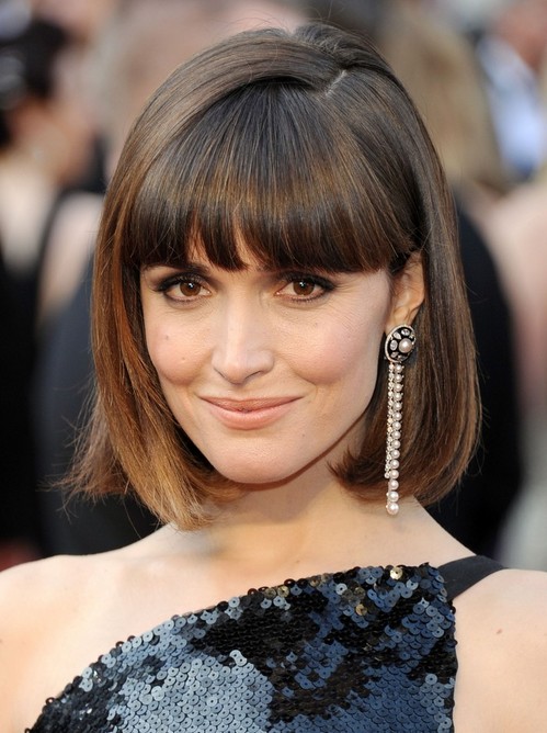 2014 Rose Byrne's Short Hairstyles: Blunt Bob Haircut with Blunt Bangs