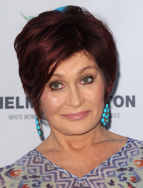 2014 Sharon Osbourne's Short Hairstyles: Red Short Hair with Side Bangs