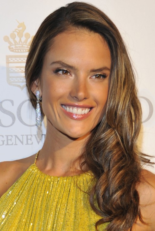 Alessandra Ambrosio Long Hairstyle: Side Parted Curls